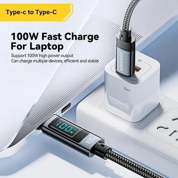 

1 шт. Цифровой дисплейный кабель для передачи данных, подходит для мобильных телефонов, ноутбуков, планшетов, сверхбыстрый зарядный кабель 1m