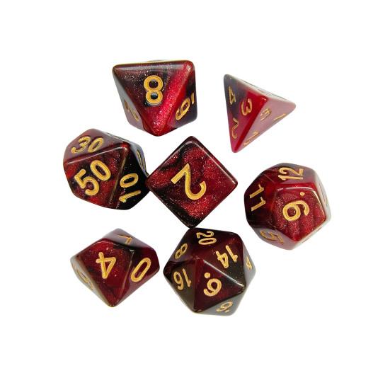 7Pcs/Set Starry Sky Acrylic Multi-side Dice Golden Number D4/6/8/10/12/20 Polyhedral Gaming Dice Prop Adults Family Night Party Board Game Essentials