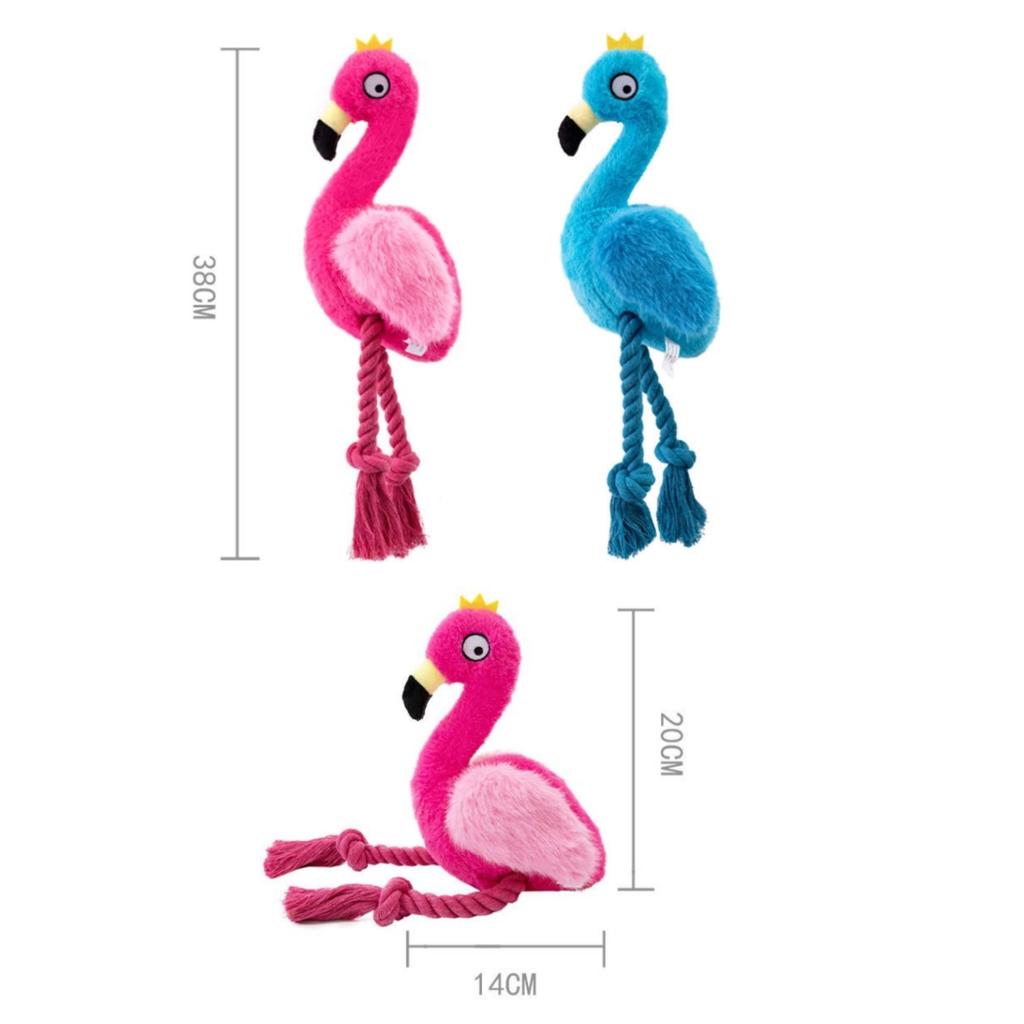 Plush Flamingo Dog Toys Squeaky Stuffed Animal with Rope Legs Interactive Chew Toy Accompanying for Small Medium Dogs Pet Toys
