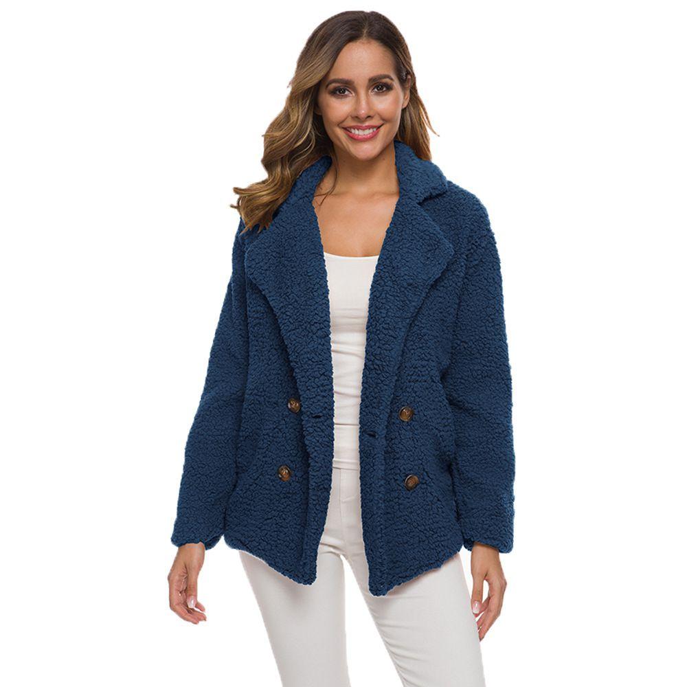 Luxuriös Weicher Damen Teddybär Faux Fur Fleece Wintermantel Cardigan Jacke