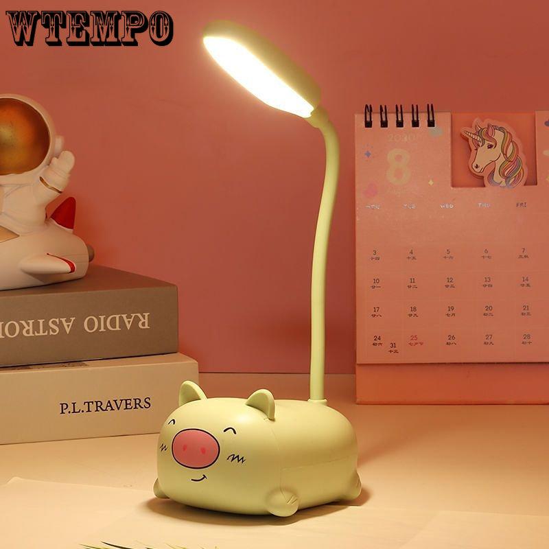 Mini Cartoon LED Desk Lamp Eye Protection Study Cute Desk Lamp Student Dormitory Bedside Lamp Rechargeable or Plug-in Night Light