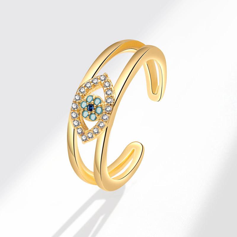 

New Evil Eye Open Ring With Rhinestones Three Colors Available Fashionable Adjustable Band For Women opening adjustable золотой