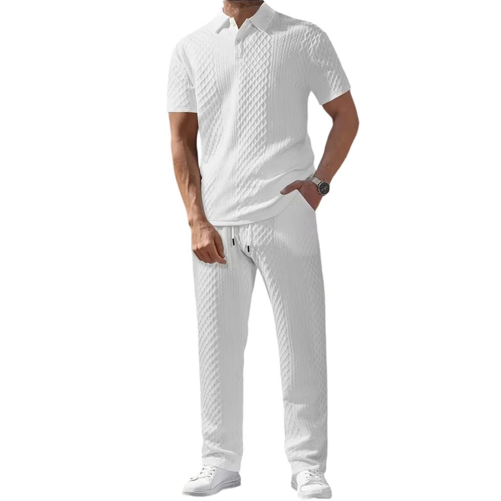 Herren  Sport  Freizeit  Umlegekragen  Kurzarm  Hosen  Set