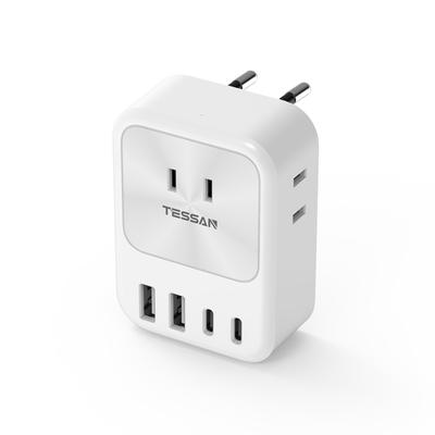 Adapter Międzynarodowy TESSN z 2 Kompatybilny z i innymi Europejskimi Wygodny Akcesorium Podróżne do Międzynarodowej Wtyczki Typu C, 7-w-1 Porty USB-C,