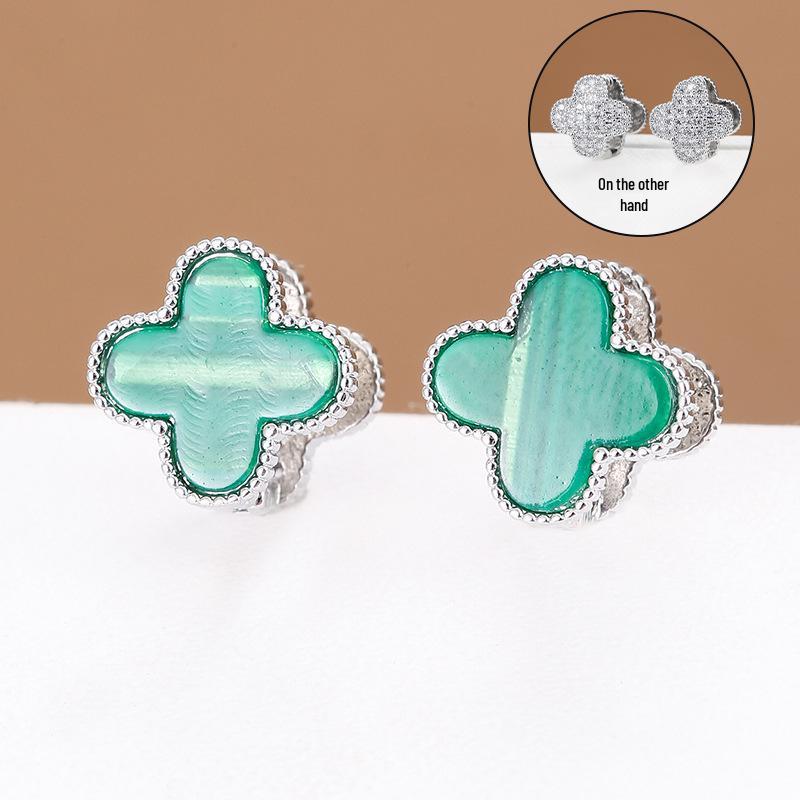 Four-Leaf Clover Ear Cuffs with Zircon Micro-Pave
