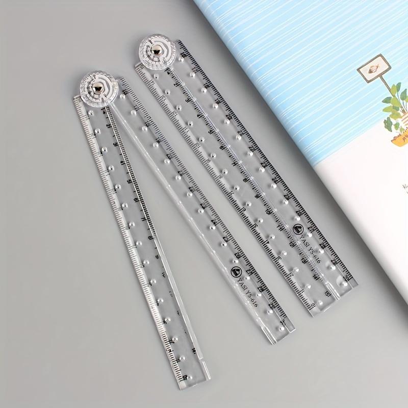 2pcs Creative Acrylic Transparent Folding Ruler Simple Scale Plastic Ruler Drawing Ruler for School Office Gadgets