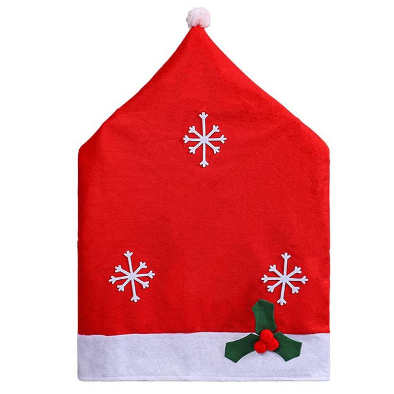 Christmas Ornaments Christmas Snowflake Chair Cover Red Christmas Chair Back Cover Home Decoration Supplies