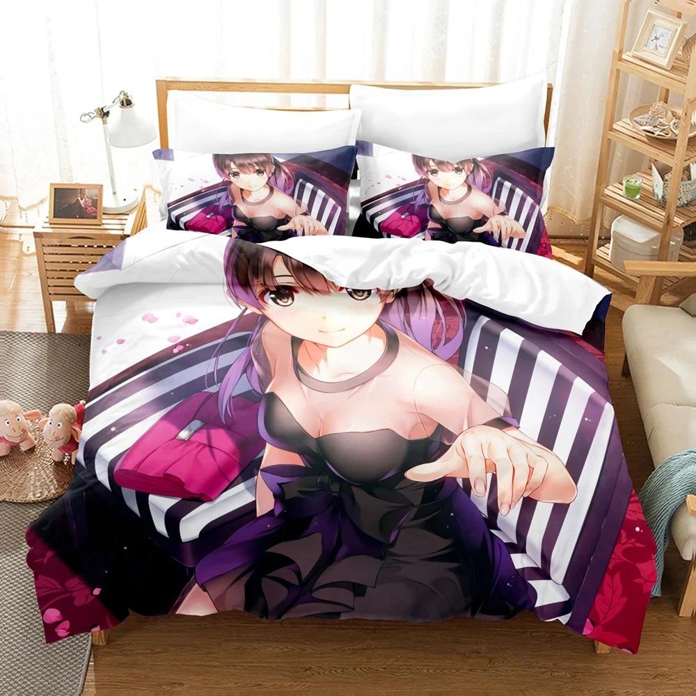Anime Saekano Megumi Eriri Bedding Set Boys Girls Twin Queen Size Duvet Cover Pillowcase Bed Kids Adult Home Textileextile