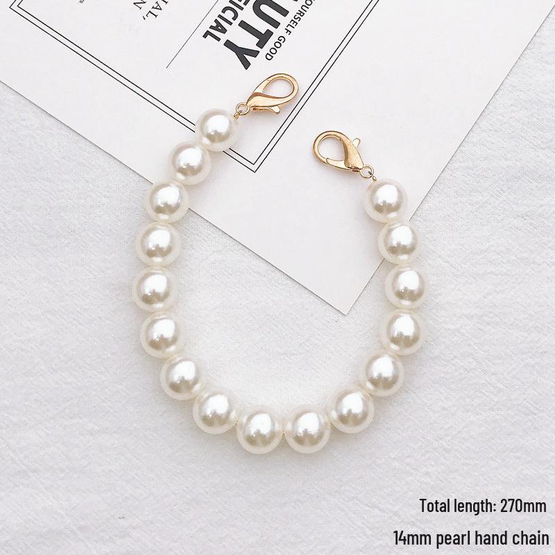 Capa de celular com corrente de pérolas faça você mesmo para mulheres da moda com pingente de cristal antiqueda