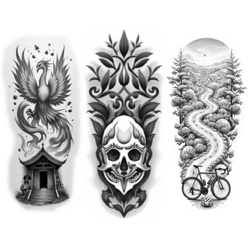 3 шт. Временные татуировки Реалистичные временные татуировки Луна Рогатый Воин Шипастая Броня Для Рук Мужчины Взрослые