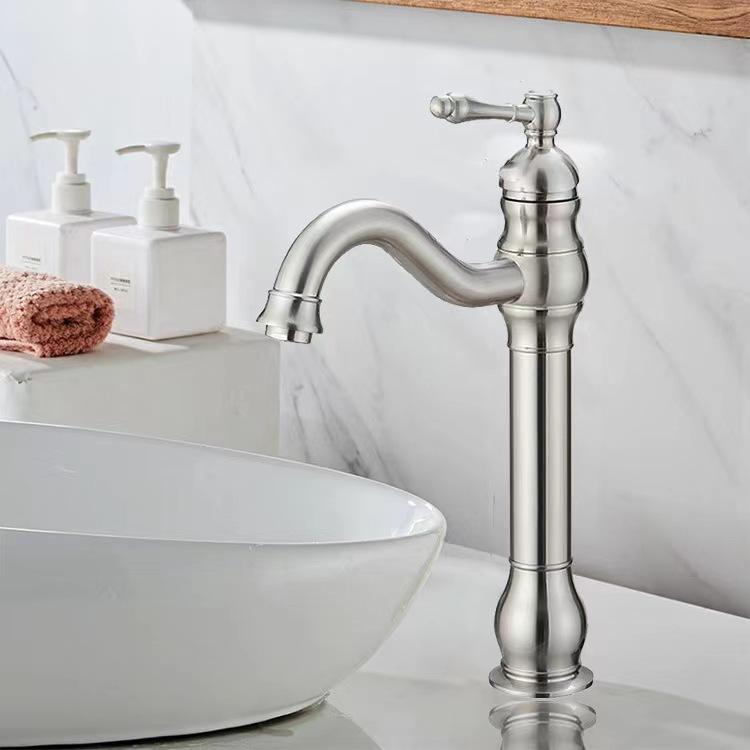 Antique Basin Faucet Brass Single Handle 360 Rotation Deck Mounted Bathroom Basin Faucet Hot Cold Mixer Tap Vessel Sink Crane
