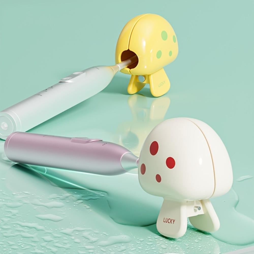 3pcs Mushroom-Design Toothbrush Cover with Dust Cap Brush Protective Cover Portable Plastic Clip for Home Travel Use Compact
