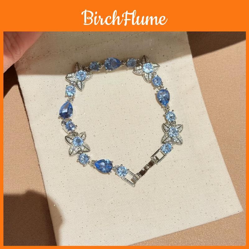 Bracciale Quadrifoglio Blu Zircone Estate Primavera per Donne Gioielli di Moda Regalo