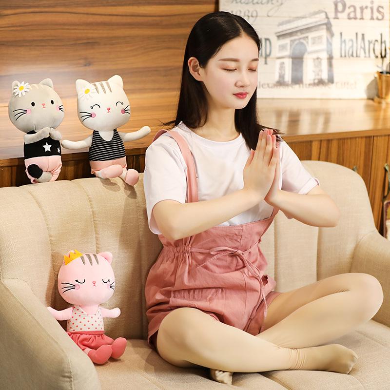 Yoga Cat Plush Toy: Cute Kitten Rag Doll for Children's Gift or Claw Machine Activity