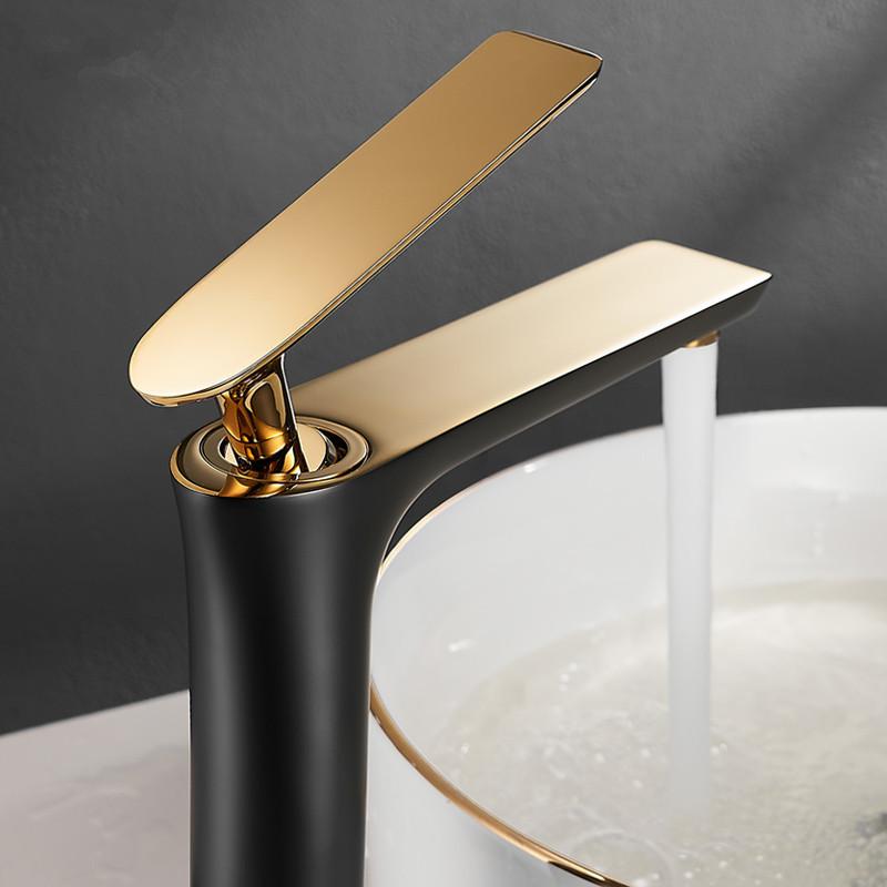 All Copper Black Gold Basin Faucet Sink Faucet Hot and Cold Faucet White Heightened Bathroom Faucet Bathroom Faucet