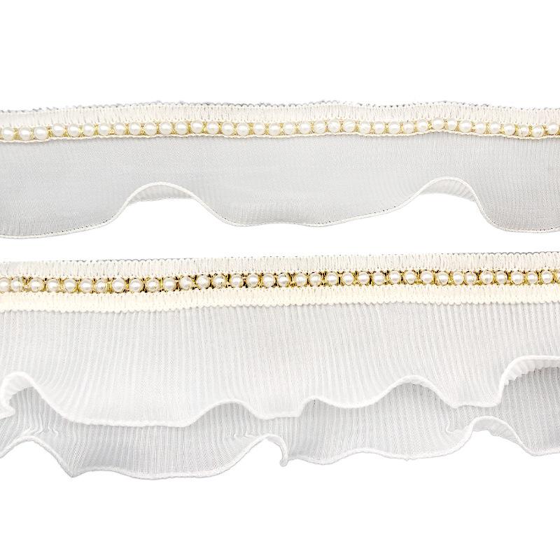 

Curtain Lace, Standing Edge Pearl Lace Window Screen Decoration Wide Edge Patchwork Embroidery Throw Pillow Single Side Velvet double layer pearl fungus edge