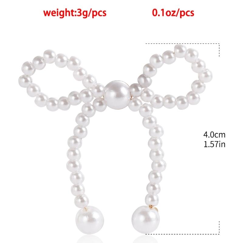Fashionable Bow Shaped Ear Pendant Vintage Bowknot Earrings Simple Imitation Pearls Eardrop Jewelry for Women Girls
