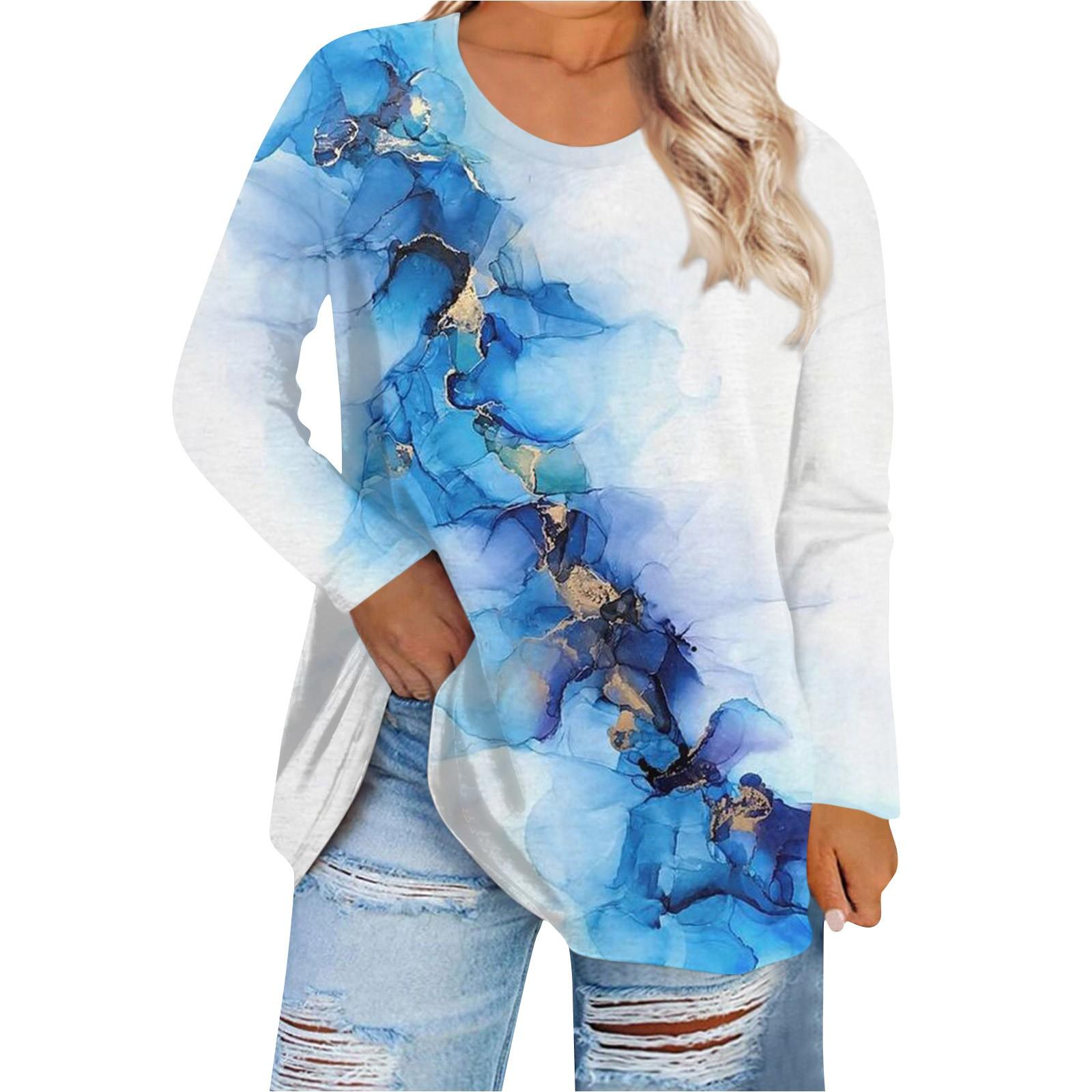 Женская свободная и удобная футболка с длинным рукавом и длинным рукавом с большим топом — фото 3