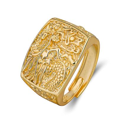 Golden Domineering Dragon Pattern Ring Flying Dragon Ring Men's Fashion Dragon Ring