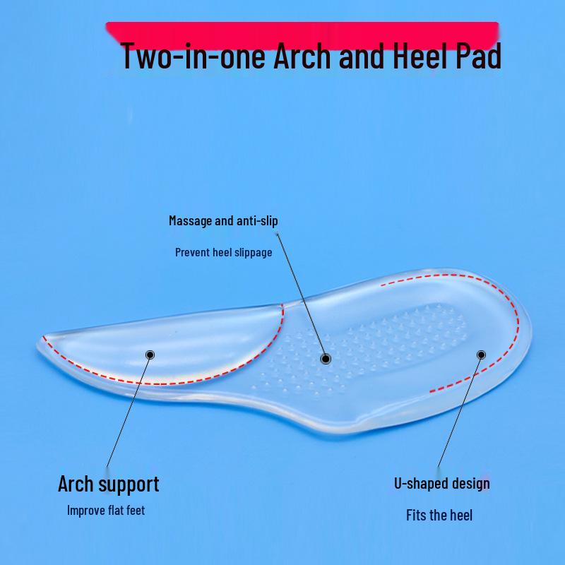 Transparent Arch Support Pads: PU Half-Size, Invisible Flat Feet Relief, Shock Absorption, Heel Massage for Pain Prevention.