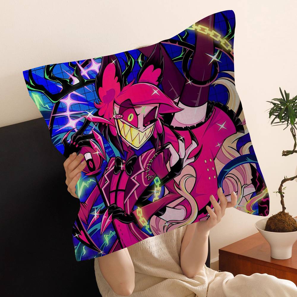 

Cartoon H-Hazbin H-Hotel Cushion Cover Car Throw Pillow Case For Sofa Car Christmas Gift 40x40cm 45x45cm 12x12Inch