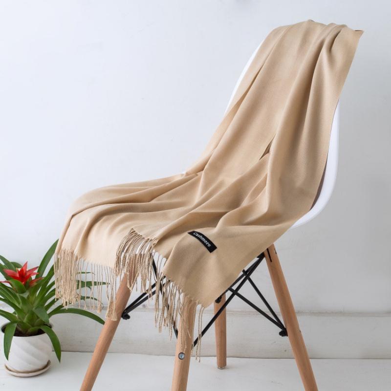 Fashion Women Scarf Thin Shawls Solid Color Women Scarf Winter Hijabs Tassels Long Cashmere Like Pashmina Hijabs Scarves Wraps