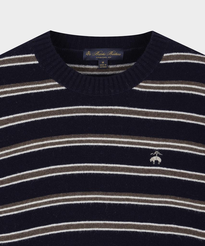 BROOKS BROTHERS Wool Striped Sweater (Navy) (Bbwrmbg409)