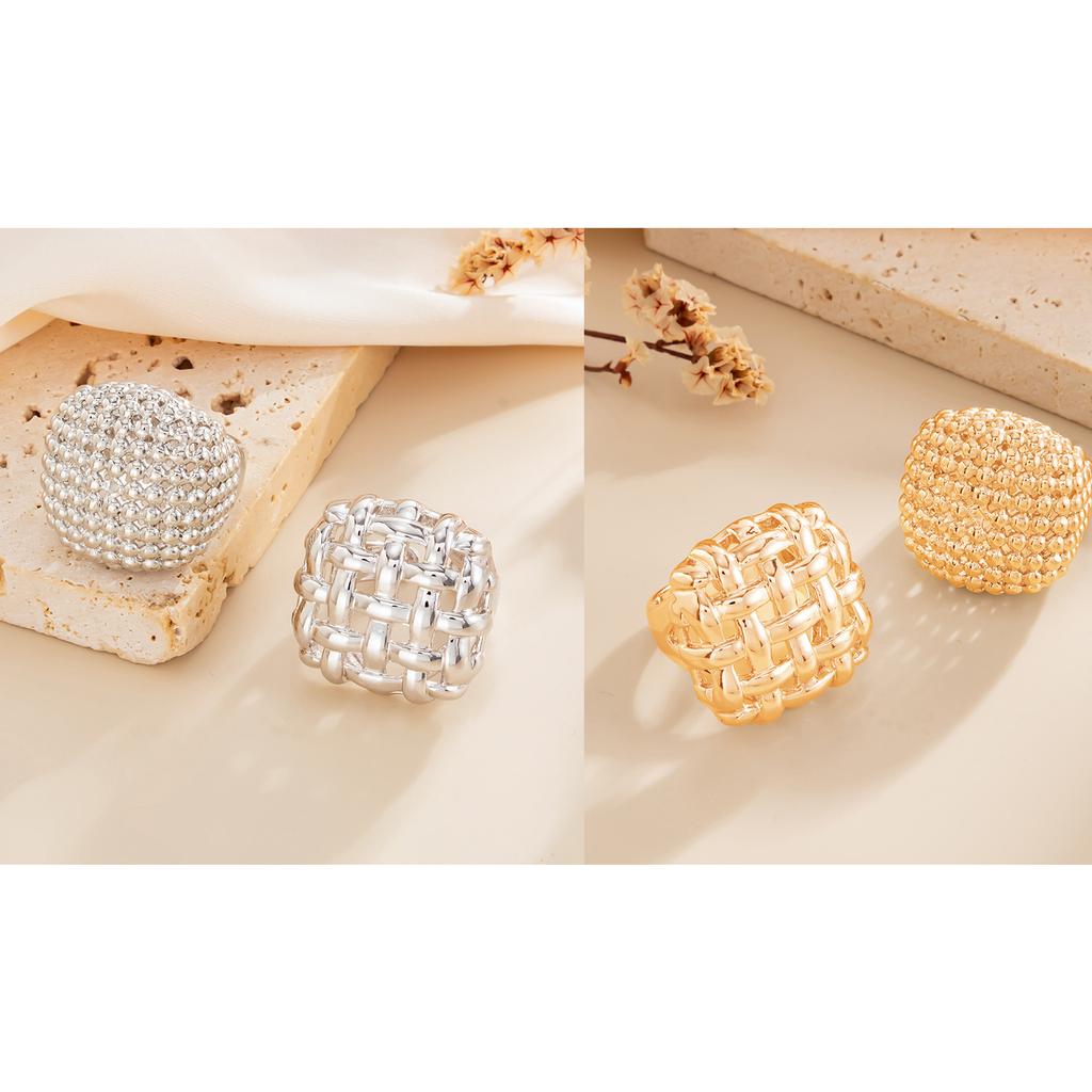 Adjustable 2PCS Fashion Rings Featuring Intricate Woven Design And Modern Hollow Craft Adjustable Open Ring For Women