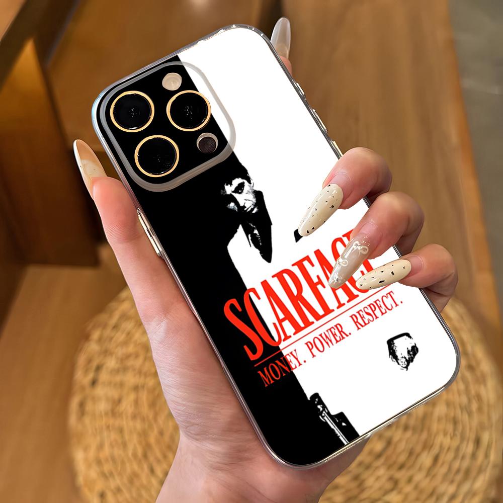 S-Scarfaces Tony M-Montana Phone Case For IPhone 17 16 Pro Max 15 14 13 11 12 Mini Xs X Xr 7 8 Plus Se Transparent Cover iPhone 11 Pro Max