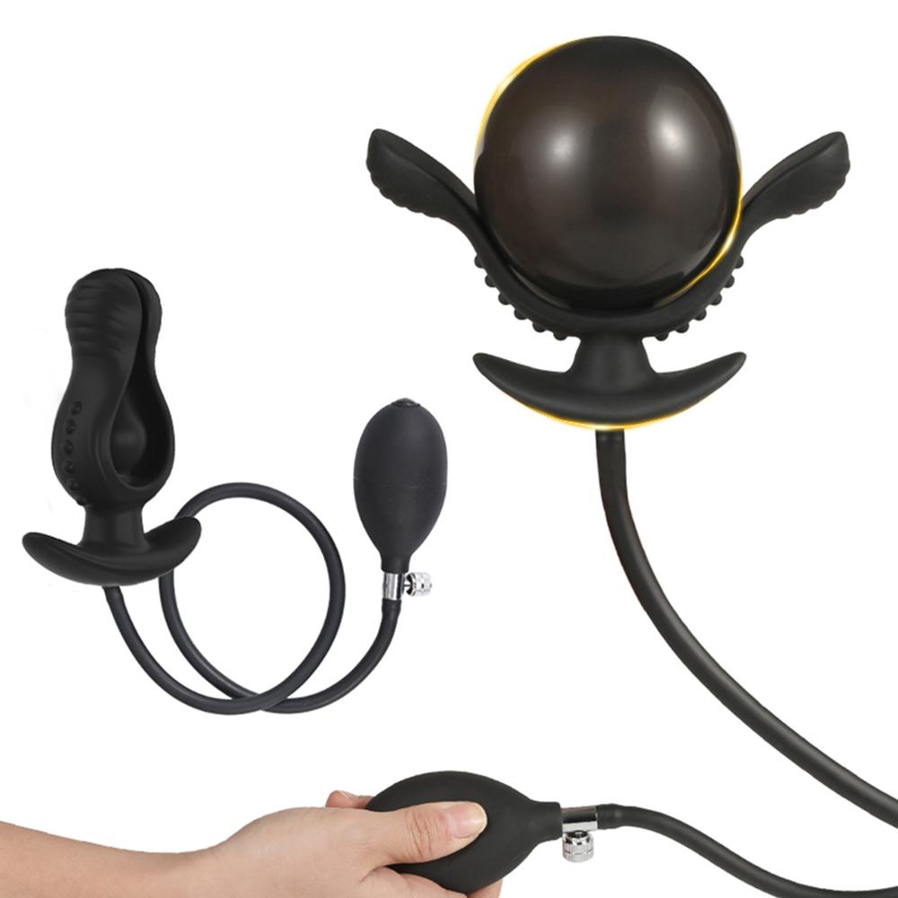 Inflatable Anal Plug Silicone Butt Plug Dilator Prostate Massager G-Spot Stimulation Anus Extender Adult Sex Toys for Women Men