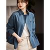 Textured tooling, short trench coat, waist short coat, women's fashion drape, small women's clothing