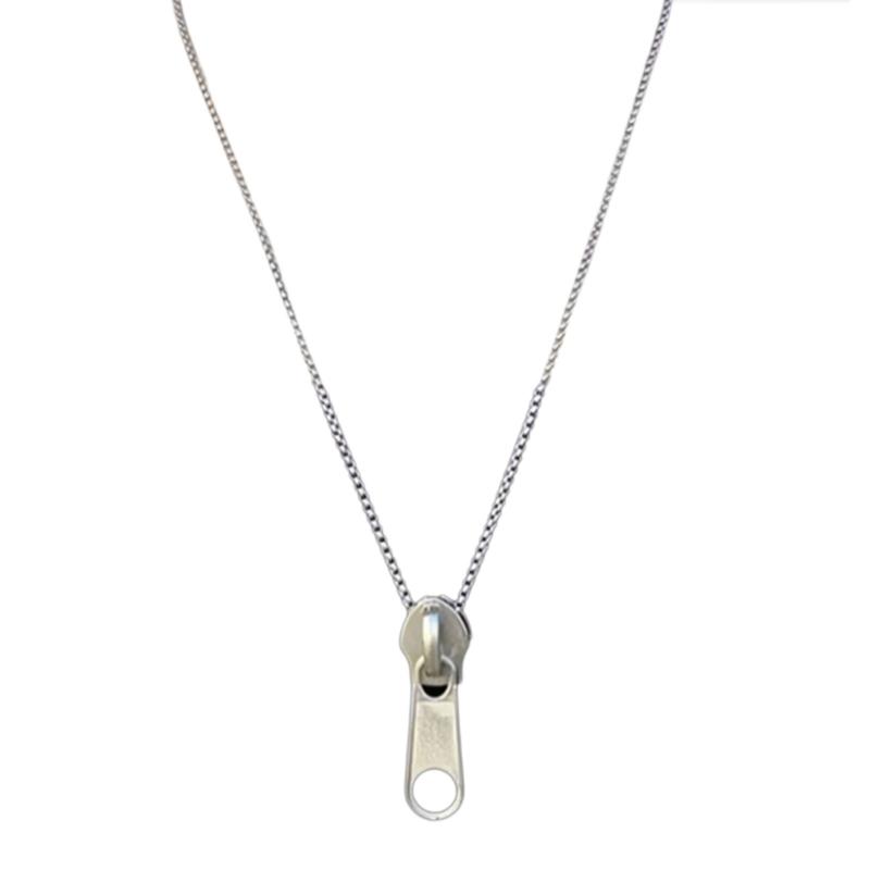 

Alloy Zippers Necklace Adjustable Length Clavicle Chain Personalized Neckchain Fashionable Jewelry for Men and Women 1