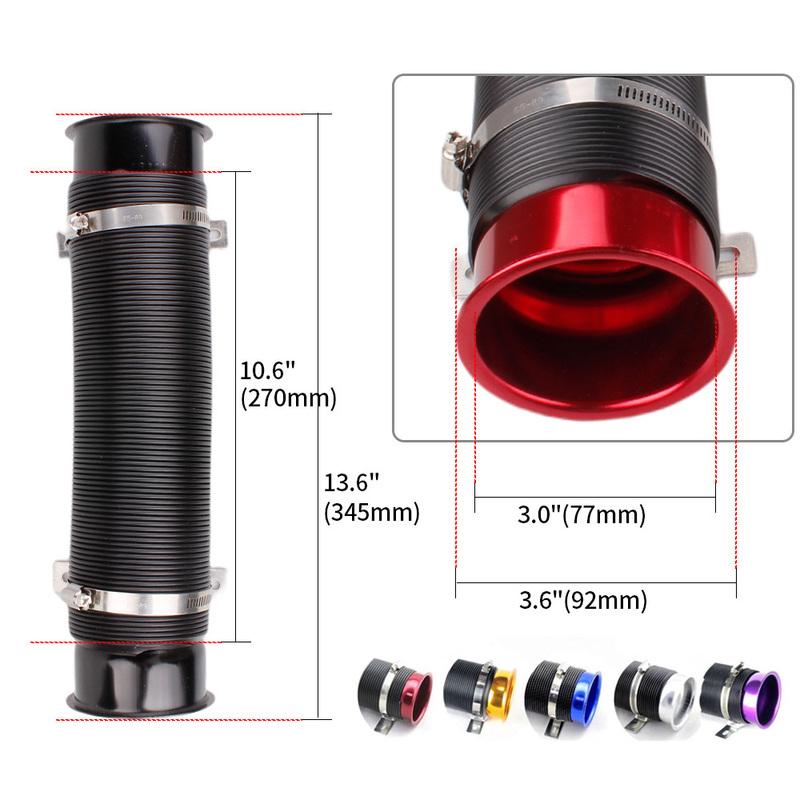76MM Auto Studený Vzduch Turbo Sání Vstupní Potrubí Nastavitelná Flexibilní Hadice Potrubí Studené Sání Potrubí