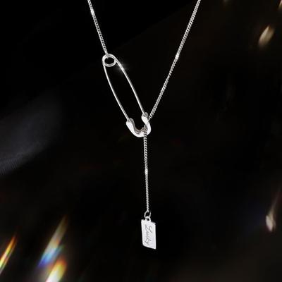 Tassel Chain Clasp Pin Necklace For Women Girls Choker Jewelry Low Profile Design Luxury Clavicle Chain Necklace