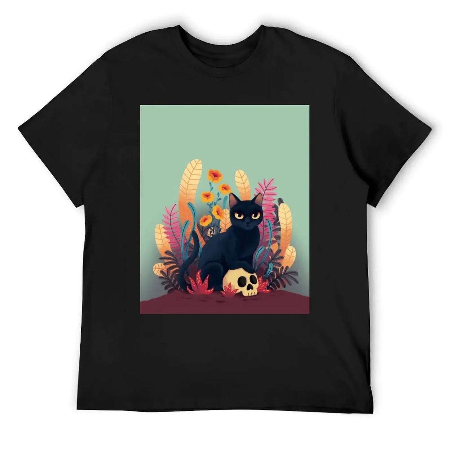 

Skull kitty T-Shirt vintage clothes essential t shirt T-shirts man mens funny t shirts S чёрный