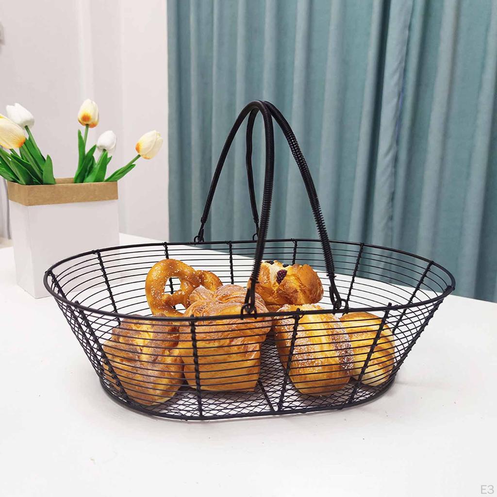 Iron Wire Fruit Bowl Organizer Bread Vegetable Holder Storage Basket for Pastry Cupcake Buffet