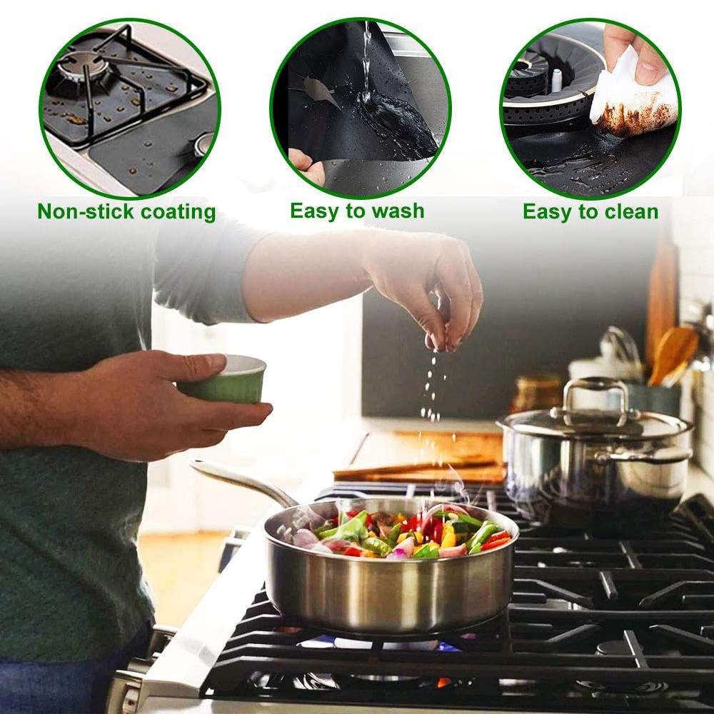 6Pcs Stove Burner Covers Gas Stove Burner Liners Non-Stick Reusable Gas Range Protector Kitchen Cookware Accessories