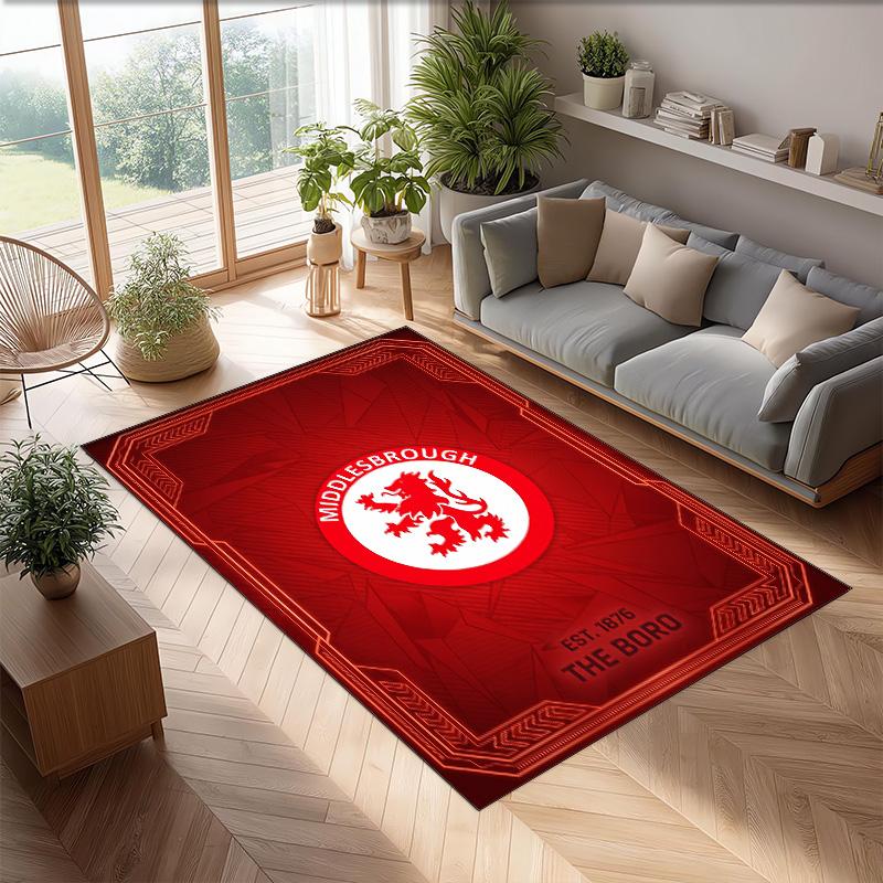Tappeto Morbido per Pavimento Antiscivolo Decorazione Sportiva Middlesbrough FC Calcio Calcio Pattern per Camera da Letto