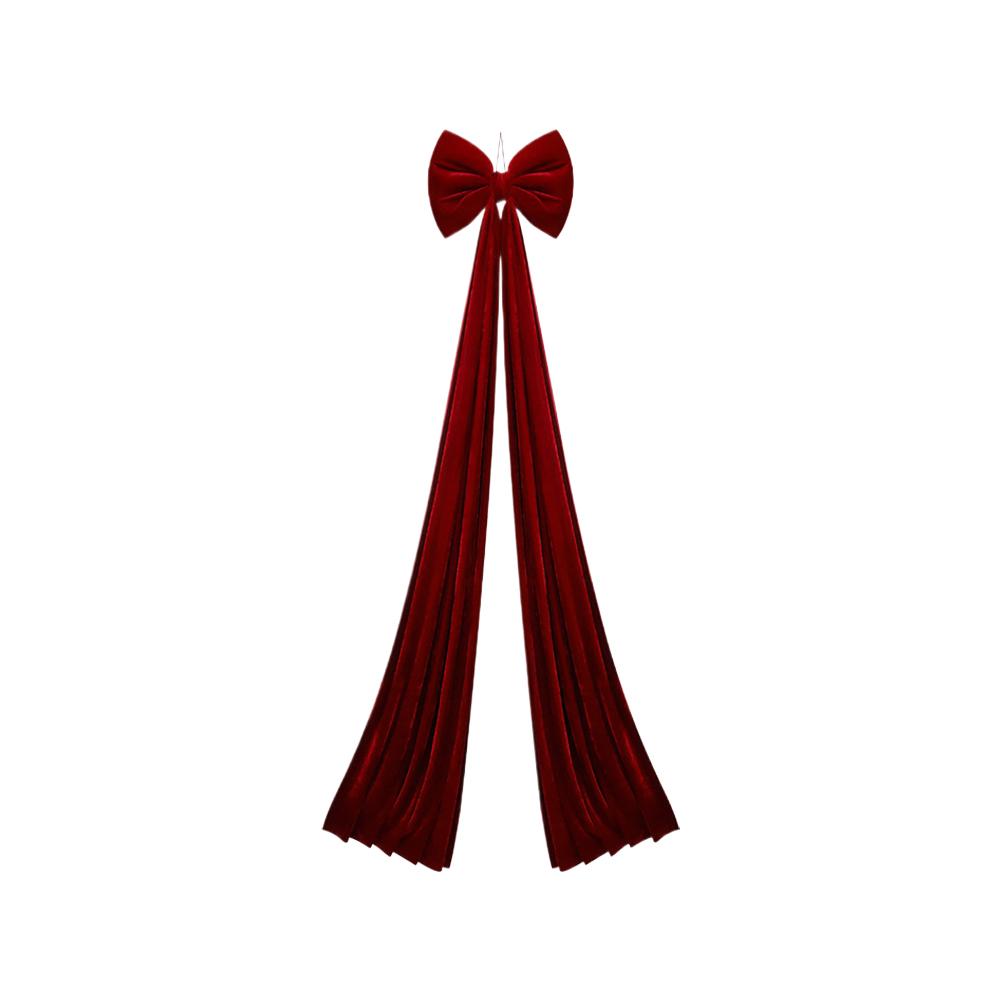1PCS Large Burgundy Velvet Bow Christmas Tree Decoration Oversized Ribbon Ornament Window Hanging Festive Party Decor