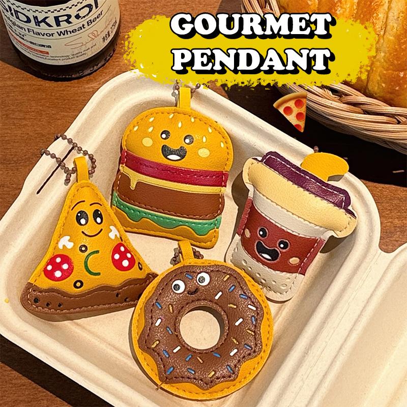 Food Doll Bag Charm PU Leather Cute Keychain Pendant for Teens Kids Snack Lovers Party Favor Daily Accessory
