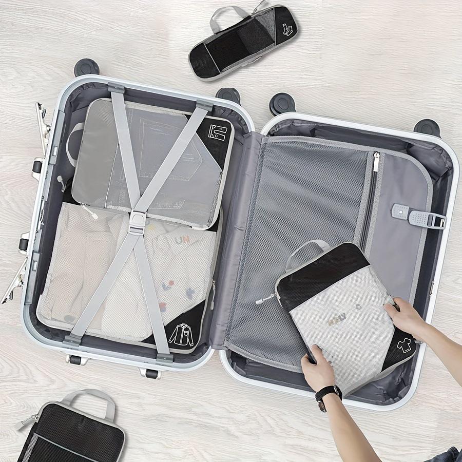 Diamond Grid Compression Travel Organizer 5-Piece Set: Suitcase and Clothing Storage Bags