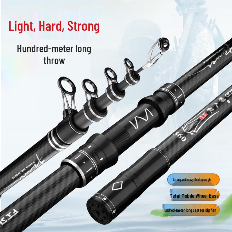 Iosn Carbon Fiber Telescopic Sea Fishing Rod with 7000 Series Reel