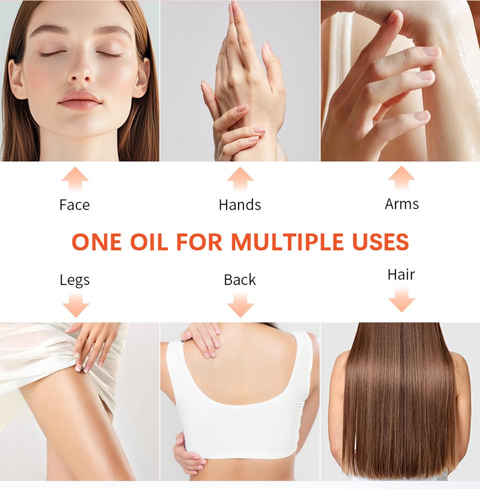 Olio Corpo Bio Skincare Idratante Viso Corpo Vitamina A Vitamina E Esfoliare la Pelle Migliorare la Salute dei Capelli Sbiadire le Cicatrici Esfoliare la Pelle Auto