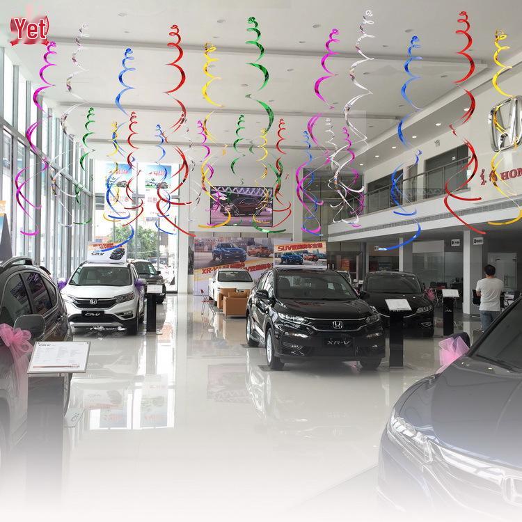 Festival & Birthday Swirl Ceiling Decorations: Hanging PVC Ornament for Windows, Corridors, and More.