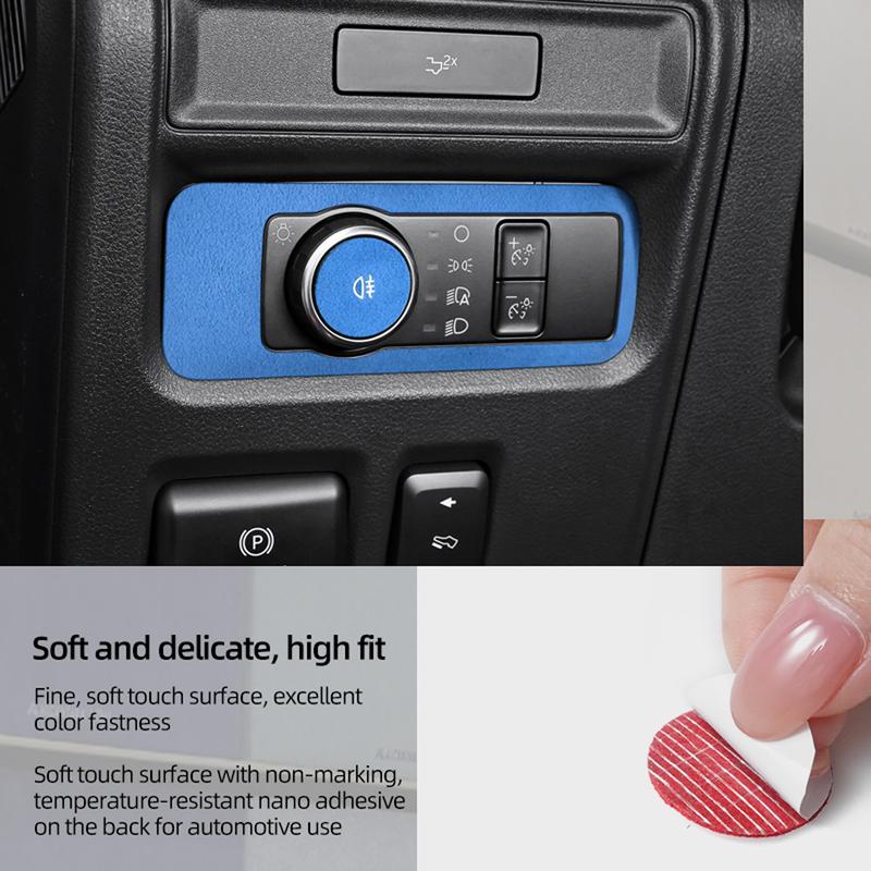 Made of Alcantara Betterhumz For Ford F-150 SVT Raptor -2025 Car Headlight Lamp Switch Trim Sticker Car Interior Accessories