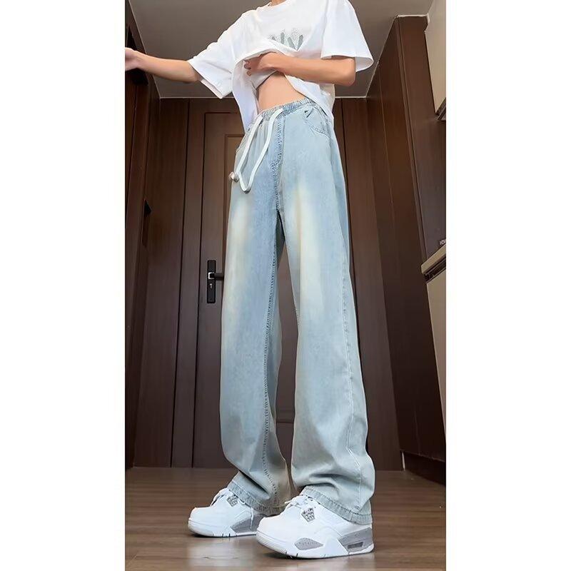 Lyocell Tencel Jeans Men's Summer Ultra-thin Cold Breathable Pants Loose Straight Casual Pants Men's
