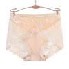 8 Color Plus Size Women Panties Sexy Lace Transparent Underwear Panty Seamless Mid-Waist Hip Raise Briefs Cotton Health Lingerie