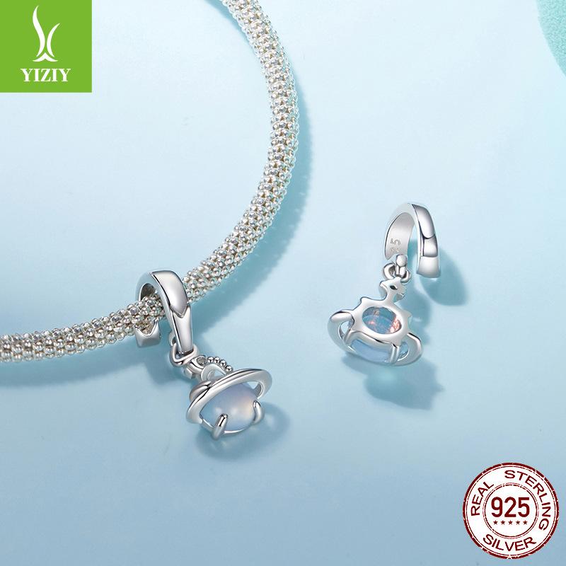 Pendentif Perle Planète Argent S925 Bracelet Personnalisé DIY Accessoires Perlés