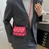 Stylish crossbody mini square bag, a high-end niche women's shoulder bag, the white polka dot design adds a fresh and youthful touch.