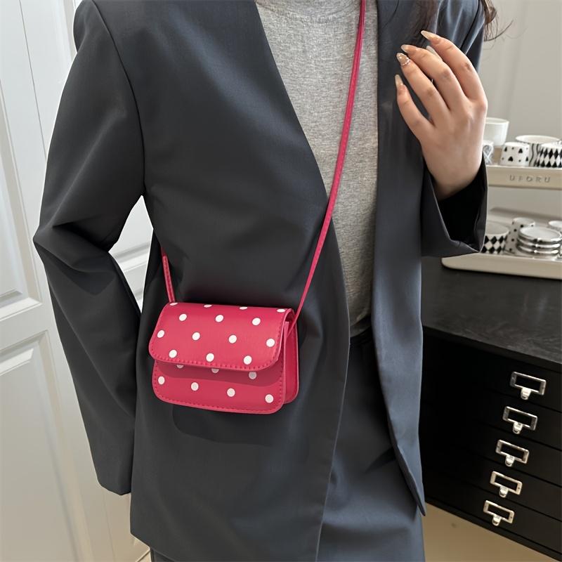 Stylish crossbody mini square bag, a high-end niche women's shoulder bag, the white polka dot design adds a fresh and youthful touch.